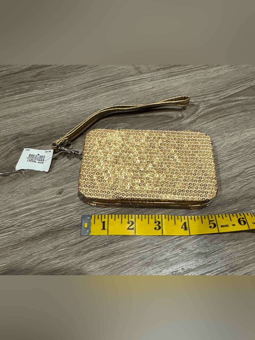Minicci Gold Sequin Wristlet Phone Clutch - New With Tag